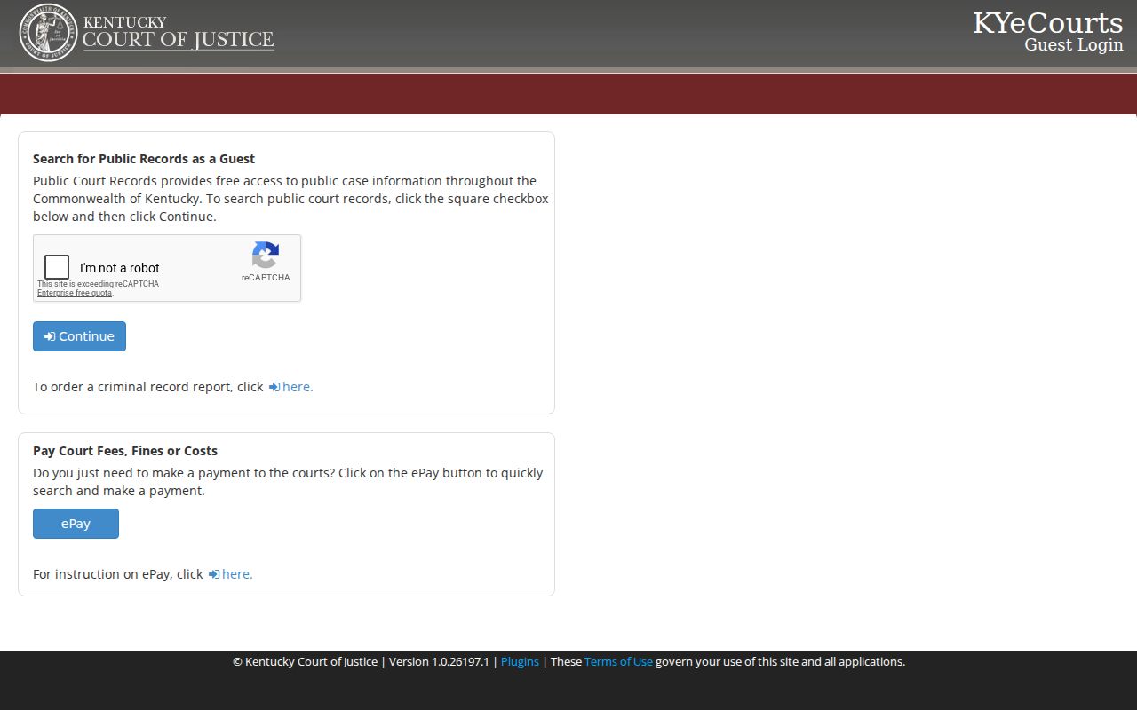 Lexington resident lookup through Kentucky CourtNet guest access