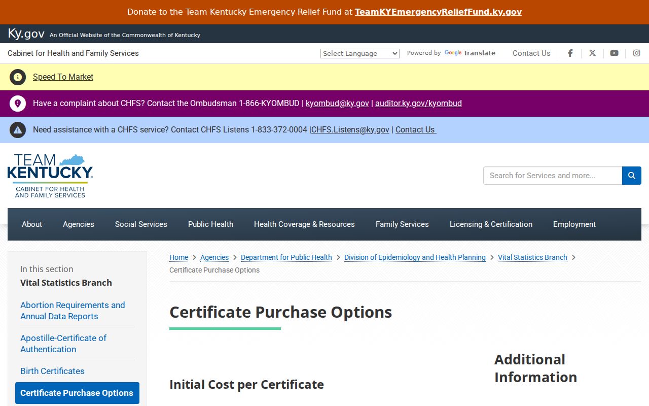 Lexington resident lookup using Kentucky vital records instructions